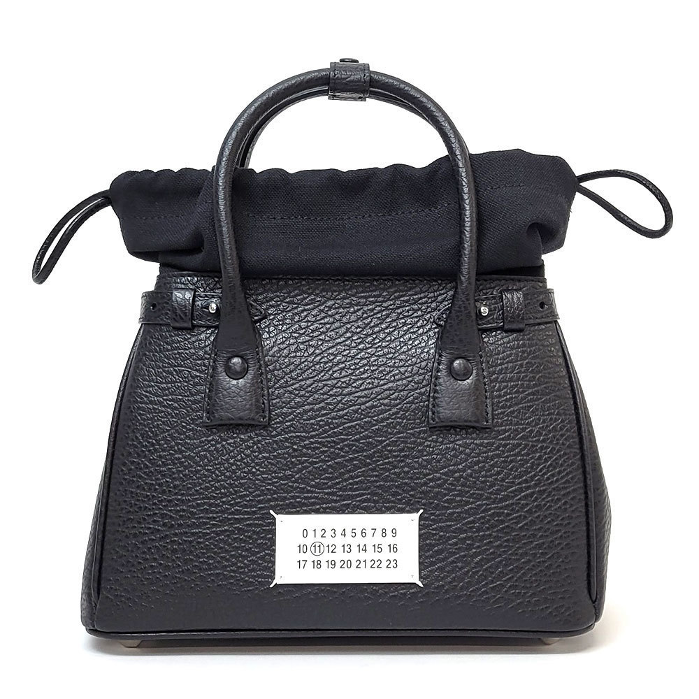 Maison Margiela Drawstring Bag Mini Calf Leather Handbag Black